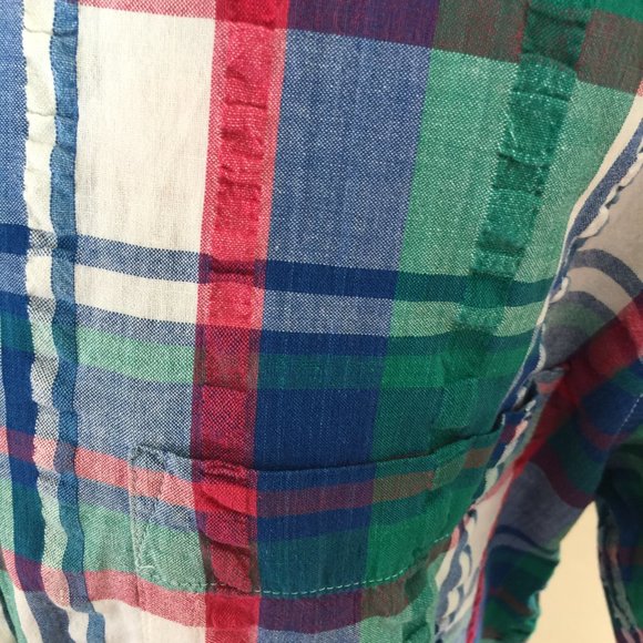 Land's End Men's Madras Short Sleeve Shirt - Picture 5 of 5